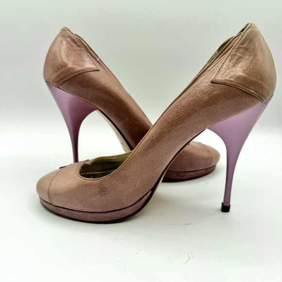 VERSACE JEANS COUTURE PURPLE LEATHER HEELS VJC BY VERSACE PUMPS MADE IN ITALY 39 - Picture 11 of 17